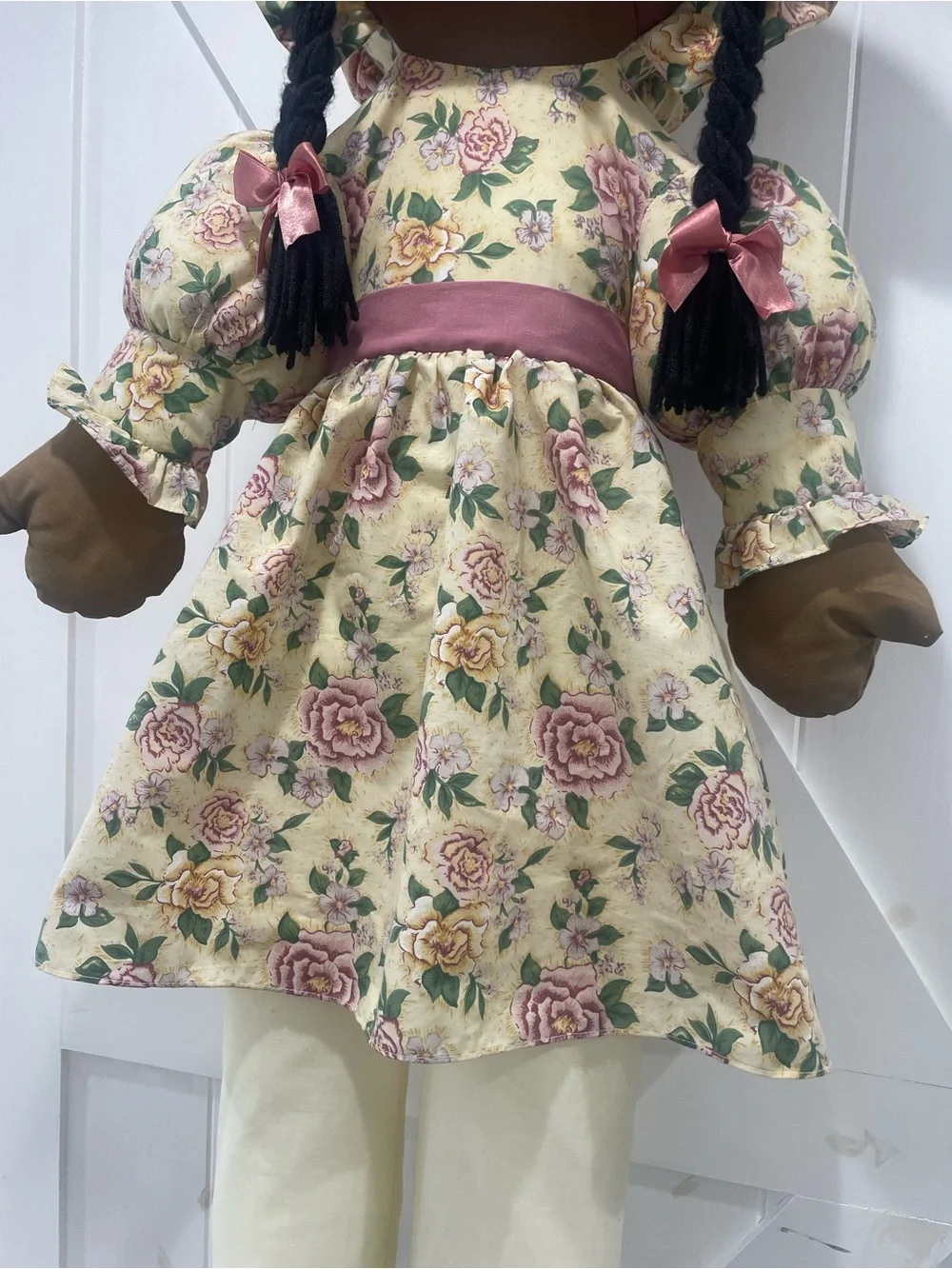 Vintage Sweetie Mine 48” Rag Doll African American Black Yellow Pink Cottagecore